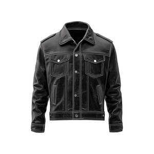 Veste en cuir pour motard pour homme Veste de moto en cuir véritable pour homme - Product Image 4