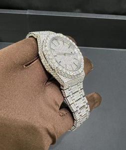 VVS Moissanite Luxury Diamond Quartz Movement Alloy Band Watch Antique Business Style Bust Wristwatch with Dial Hip Hop Jewelry - Product Image 4