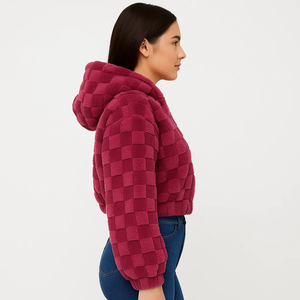 <span class=keywords><strong>Cappotto</strong></span> in pile con cappuccio con cerniera larga Plus Size per donna a manica lunga <span class=keywords><strong>fucsia</strong></span> Casual alla moda invernale Casual all'ingrosso - Product Image 3