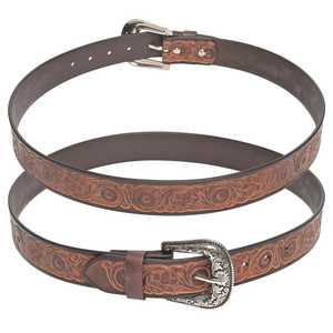 Cinturón occidental de vaquero genuino de grano completo estilo vintage mecanizado a mano con acabado de madera y hebilla de aleación - Product Image 1