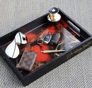 PROCESSUS Plateau de service en résine époxy fait à la main Essentiels de cuisine uniques pour la maison Restaurant Hôtel Décoratif Service Tra - Product Image 2