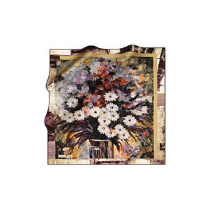 Beige Silk Floral <b>Square</b> <b>Scarf</b> - Product Image 1