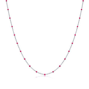 Collier chaîne en argent sterling 925 turc fait main, plaqué rhodium, design émail rose, tendance, vente en gros - Product Image 4
