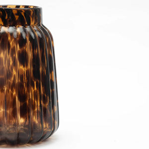 Vase en verre ambre léopard artisanal de qualité d'exportation, vase décoratif de luxe pour centre de table - Product Image 4