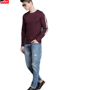 Camisetas personalizadas de manga larga de estambre de algodón de peso pesado para hombre 100% patrón de letras de estilo deportivo de secado rápido transpirable - Product Image 4