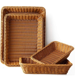 High Quality 4Pcs <b>Rectangular</b> Bamboo Fruit <b>Baskets</b> Multipurpose <b>Storage</b> Rattan Set for Home Kitchen Farmhouse Decor - Product Image 4