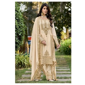 Premium Nouveau Designer Lourd Faux Georgette Pakistanais Salwar Costume Ensemble Vêtements Ethniques avec Riche Broderie et Style Traditionnel - Product Image 1
