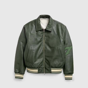 Abrigo de bombardero vintage informal para hombre, chaqueta de cuero de lana Original auténtica de piel de caballo 100%, el más nuevo estilo de moda con cremallera y logotipo personalizado - Product Image 4