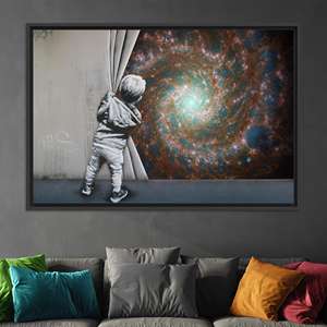 Elegant Cosmic Galaxy Canvas Print: Vibrant <b>Artistic</b> Design,BLACK FRAMED CANVAS - Product Image 1