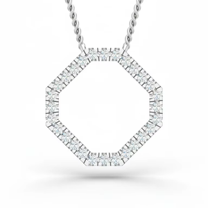 Elegante Collar Hexagonal Moderno con Cadena para Mujer, Joyería Fina de Lujo con Detalles de Diamantes Brillantes - Product Image 1