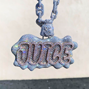 Colgante de Hip Hop de Plata de Ley 925 personalizado de alta calidad, Baguette helado y Moissanite de corte redondo, Diamante chapado en oro - Product Image 5