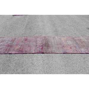 Tapis turc vintage, tapis de couloir 2,7x12,4 pieds, tapis en laine unie rose et violet - Product Image 3