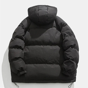 Chaqueta de Invierno Acolchada para Hombre y Mujer, Chaqueta Corta de Algodón con Cierre y Cuello Alto, Estilo Urbano, Color Negro, Logotipo Personalizado, Venta al por Mayor - Product Image 3