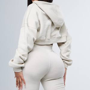 <b>Women's</b> Eco-Friendly 400 Gsm French Terry Zipper Hoodie Oversized <b>Sweatpants</b> Set Breathable Knitted Pullover Custom Logo Custom - Product Image 4