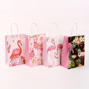 Sacs-cadeaux en papier kraft écologique avec impression flamant rose Emballage de faveur de fête pour les anniversaires, la vente au détail et les événements- (Style 04) - Product Image 6