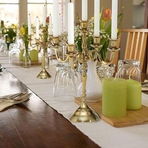 New Wholesale Price Gold Aluminum 5 Arm Small Wedding and Christmas <b>Candelabra</b> Centerpiece Handmade for Table Decoration - Product Image 3