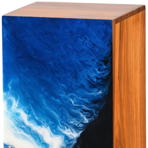 Urna de cremación de madera Ocean Wave, caja conmemorativa de Arte de resina hecha a mano para cenizas, urnas de cremación para cenizas de adultos - Product Image 1