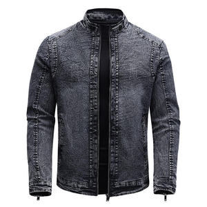 Best Seller Men Denim Jacket Refined High Street Washed Motorcycle Stand Collar Casual Jean Jacket for Men - Product Image 1
