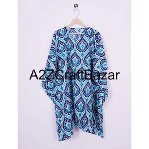 Robe courte en coton imprimé écologique pour femmes, style bohème, motif floral, couvre-maillot de plage, décontractée, ample, légère et confortable pour l'été - Product Image 6