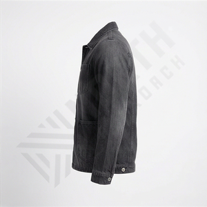 Veste en jean bleue classique pour homme, réversible, effet usé, boutonnée sur le devant, poches poitrine, poignets ajustables, légère et décontractée - Product Image 3