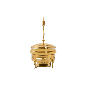 จานชุบทองทำจากสแตนเลสทรงกลมพร้อมที่วางน้ำมันจานชุบโลหะ - Product Image 1