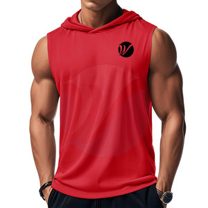 Sudaderas de gimnasio sin mangas hechas en Pakistán de color sólido Sudaderas con capucha de gimnasio sin mangas básicas con logotipo impreso personalizado - Product Image 1