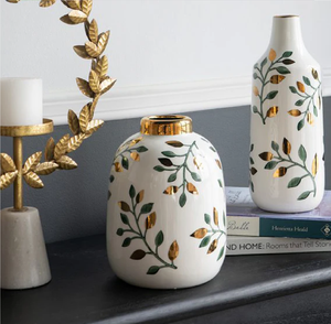 Florero de cerámica con hojas de fresno blanco, decoración del hogar, oficina y Hotel, diseño moderno, elegantes jarrones de cerámica disponibles al por mayor - Product Image 1