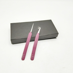 Pince à cils droite personnalisée en acier inoxydable violet L Type 90 degrés poignée diamantée pour cils volumineux pince à épiler de haute qualité - Product Image 3