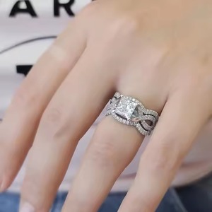 14k Solid Gold Moissanite Diamants Pave Croissant Bubble Fashion Chunky Dome Twisted Rope Ring Fine Jewelry - Product Image 1