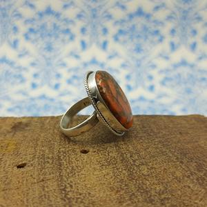 แหวนเงินแท้925สีเงินออกแบบได้ตามต้องการพร้อมแผงพลอยเทอร์ควอยซ์สีส้มทองแดงสำหรับงานแต่งงานและงานเลี้ยง - Product Image 3