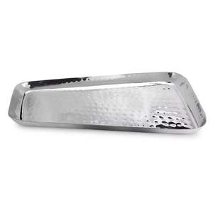 Bandeja de Servicio de Metal Plateado Martillado de Lujo, Decorativa, Larga, Hecha a Mano, Diseño Moderno, Decoración de Mesa, para Servir Alimentos, Ramadán, Bodas - Product Image 5