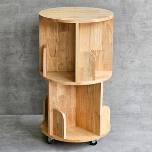 Estantería Móvil Compacta de 2 Niveles, Redonda, de Madera, KS68198, Organizador para Sala de Estar y Cocina, Fácil de Montar, Material Plástico y Metálico - Product Image 6