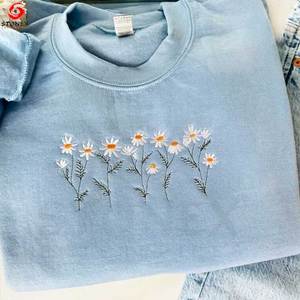 Sweat-shirt pour femmes de haute qualité, 100% coton, manches longues, coupe ample, col rond, décontracté, imprimé et brodé, luxe, hiver - Product Image 4