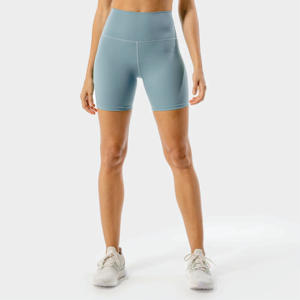 Ceinture élastique sans coupe véritable taille haute mi-cuisse longueur 74% Nylon et 26% Spandex Dusty Blue Core Agile respirant Shorts - Product Image 2