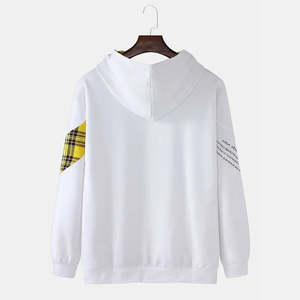 Sweat-shirt à capuche décontracté pour homme, patchwork à carreaux, streetwear, mode, chaud, hiver - Product Image 2