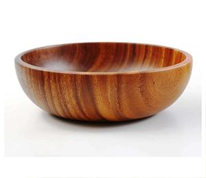 Enamel Printed Natural Wooden Kitchen Eco-Friendly Disposable Dishwasher <b>Safe</b> <b>Large</b> Acacia and Mango Wood Solid Salad Soup Bowls - Product Image 4