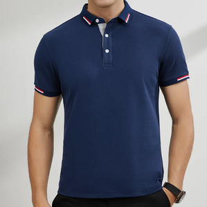 High Quality Luxury Men's Spandex/Cotton for <b>Shirt</b> Solid Quick Dry Custom Embroidery Logo Front Position Short Sleeve <b>Gothic</b> - Product Image 3