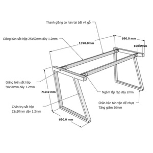Trapez II Concept 140x70cm Steel Table Legs Cast Iron Industrial Design for Hospital or Dining Table Assembly Required HCTH005 - Product Image 3