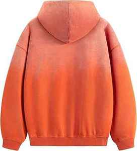 Personalizado esencial sudaderas con capucha para los hombres de lavado ácido gradiente de gran tamaño de peso pesado de algodón liso con capucha - Product Image 5