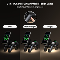 Stasiun Pengisian Daya Nirkabel Magnetik 3 in 1 Lipat 15W Pengisian Cepat Desain Anjing Lucu untuk iPhone 17 Earbuds Watch