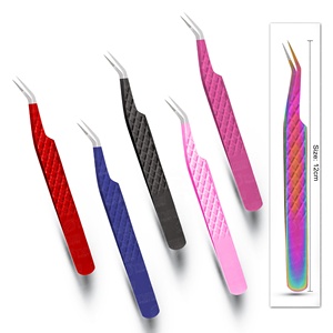 Stainless Steel Eyelash Tweezers with <b>Micro</b>-Grid Technology for 100% Secure Grip on Thin Lashes Anti-Magnetic & Durable - Product Image 4