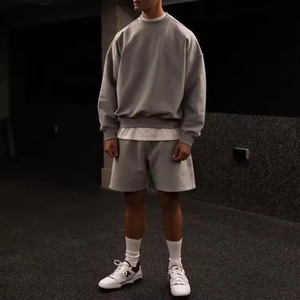 Sweat-shirt blanc oversize hip hop coupe boxe, col rond, sweat à capuche, coton lourd de première qualité, polyester, col montant, col montant, sweat-shirt ras du cou personnalisé pour hommes - Product Image 3