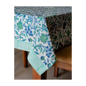 Premium Linen Green Floral 70x108 Inch Dining Table Cover GOTS Certified Refined Drape Hotel Dining Private Label Branding - Product Image 1