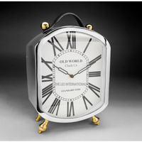 Horloge de table moderne faite à la main, qualité spéciale, en aluminium poli argenté, métal, aspect avion
