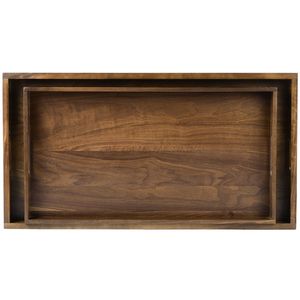 Juego de bandejas de madera de tendencia superior en color nogal rico con forma rectangular y acabado elegante, perfecto para servir con estilo - Product Image 1