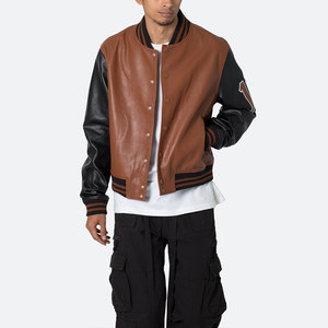 OEM Men's Varsity <b>Jacket</b> Stand Winter Clothes Custom Embroidered Logo Leather <b>Baseball</b> <b>Bomber</b> <b>Jacket</b> - Product Image 5