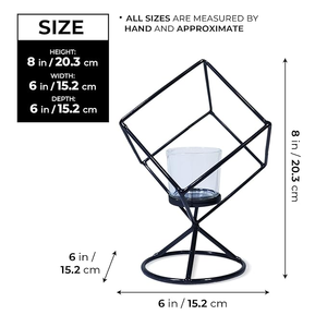 Portavelas con aspecto de marco cuadrado de metal y contenedor de vidrio resistente medio para decoración del hogar y centro de mesa al mejor precio - Product Image 2