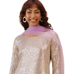 Lilas violet Palazzo costume ensemble en paillettes en gros femmes vêtements ethniques OEM usine de vêtements personnalisé fête mariage porter - Product Image 2