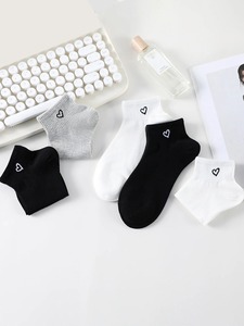 <b>Women</b> Solid Color Love Heart <b>Black</b> White Sports Short <b>Socks</b> Fashion Cute Lady Girl Ankle <b>Socks</b> Low Tube Boat <b>Socks</b> - Product Image 5