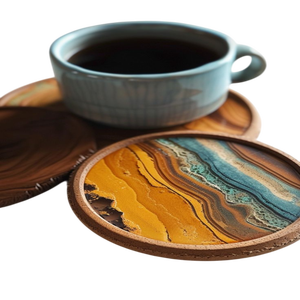 ที่รองแก้วไม้ไผ่ทาสีดีมีโลโก้ปกป้องเครื่องดื่มทำจากไม้ธรรมชาติ100% ที่ใช้เป็นสินค้าบนโต๊ะ - Product Image 3